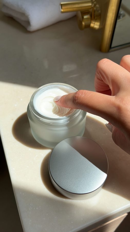Skincare campaign, applying cream